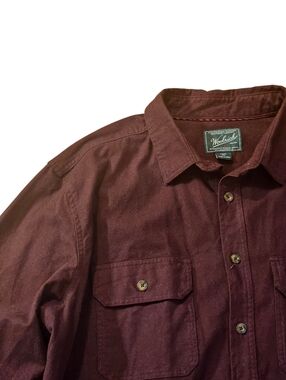 Woolrich Men's Button-Down Shirt - Burgundy Brushed Cotton Sz 2XL